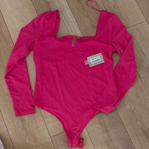 Second Skin Bright Pink Long Sleeve Bodysuit